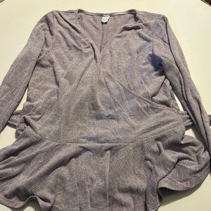 Women's CY fashion boutique Purple Wrap Around Belted Long Sleeve Sweater size L